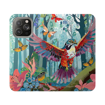 🦖🦋 Colorful Raptor Flip Case – Butterfly Wonder & Forest Adventure