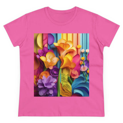 The Graceful Freesia Women's Midweight Cotton Tee