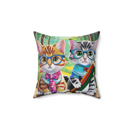 Kitten Scholars Spun Polyester Square Pillow