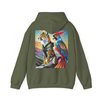 Cheetah and Parrot Cybernetic Duet – Heavy Blend™ Hooded Sweatshirt