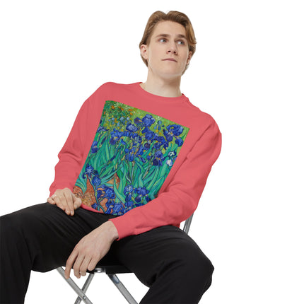 Irises by Vincent Van Gogh Unisex Garment-Dyed Sweatshirt