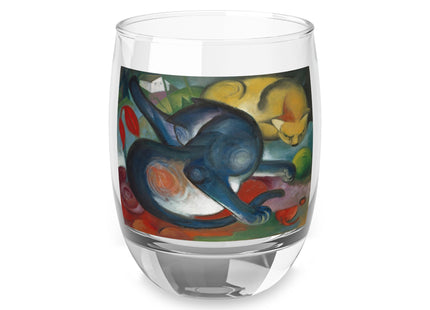 Two Cats, Blue and Yellow by Franz Marc Whiskey Glass