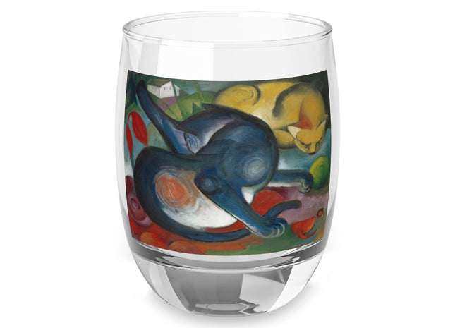 Two Cats, Blue and Yellow by Franz Marc Whiskey Glass