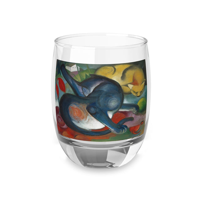 Two Cats, Blue and Yellow by Franz Marc Whiskey Glass