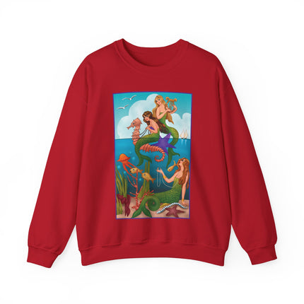 Three Mermaids with Strings of Pearls by Carlo Chiostri Heavy Blend™ Crewneck Sweatshirt