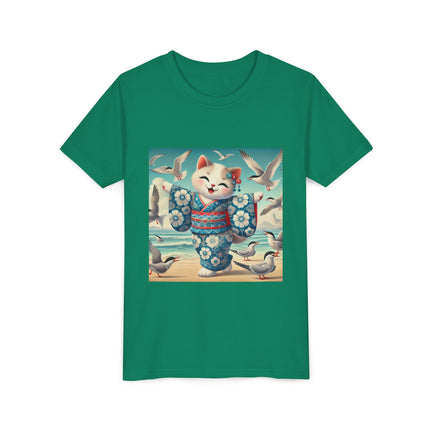 Geisha Kitten by the Seaside Youth Short Sleeve Tee