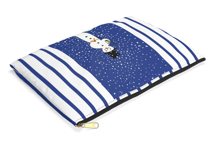 Snowman in Falling Snow Accessory Pouch