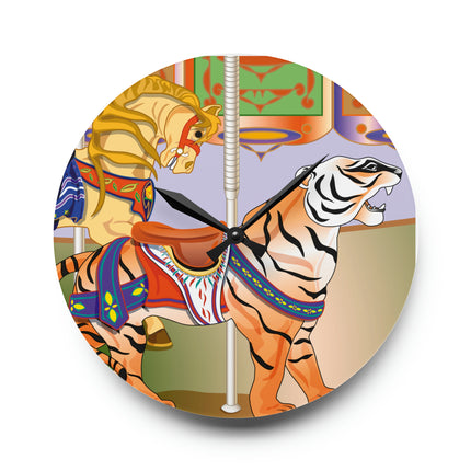 Carousel Splendor Acrylic Wall Clock, Round and Square