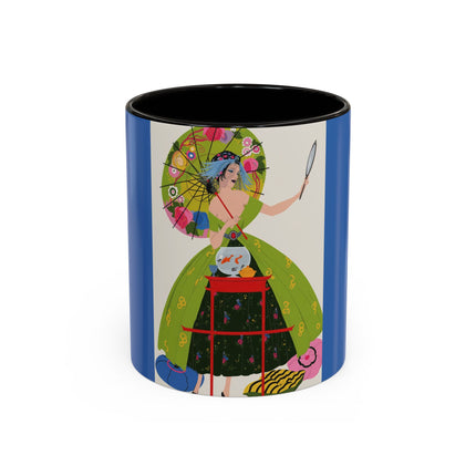 Lady with the Golden Fish Colorful Mugs – Whimsical Fashion & Playful Fantasy
