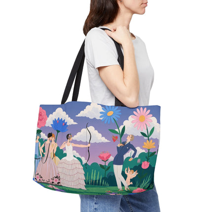 🌸🏹 The Garden Of Cupid’s Arrow Weekender Tote Bag – Art Deco Floral Romance