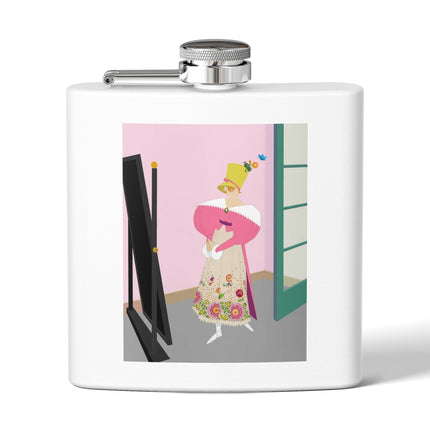 The Yellow Hat Stainless Steel Flask – 1920s Vogue Whimsy & Playful Elegance