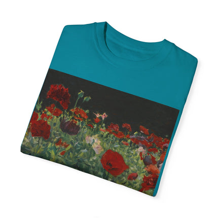 Poppies (A Study of Poppies for Carnation, Lily, Lily, Rose) by John Singer Sargent Unisex Garment-Dyed T-shirt