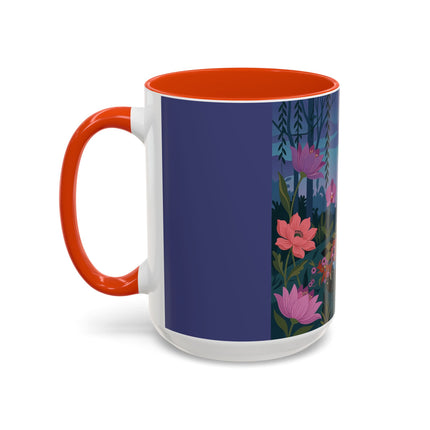 The Lady And The Midnight Birdcage Colorful Mugs – Art Deco Botanical Elegance