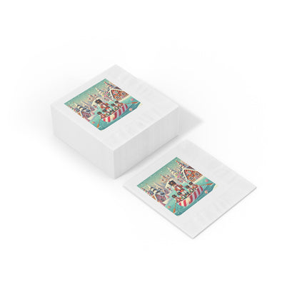 Nutcracker Candy-Striped Adventure White Coined Napkins