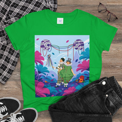 🎭🌸 The Garden Masquerade Cotton Tee – Art Deco Floral Whimsy