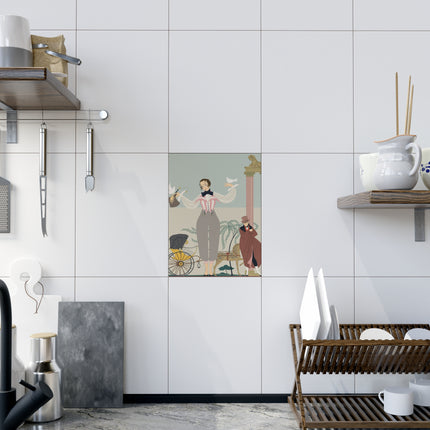 🕊️🌸 The Dove Promenade Ceramic Tile – Art Deco Garden Elegance