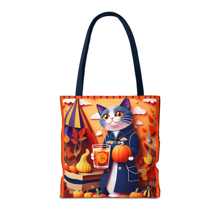 British Shorthair at an Autumn Market Tote Bag (AOP)