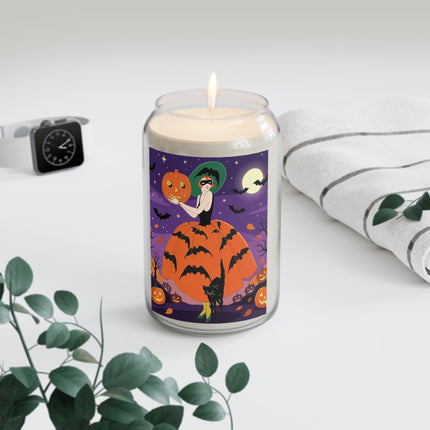 🎃🌕 The Pumpkin Moon Enchantress Scented Soy Candle – Elegant Halloween Masquerade