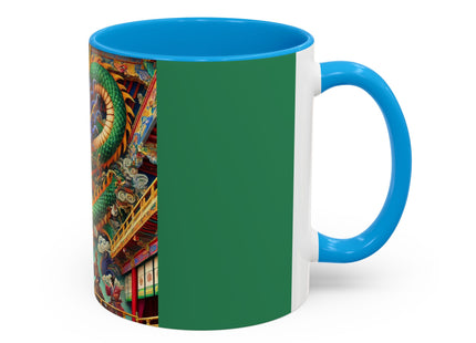 Tibetan Dragon Over Kabuki Duel Colorful Mugs (11oz, 15oz)