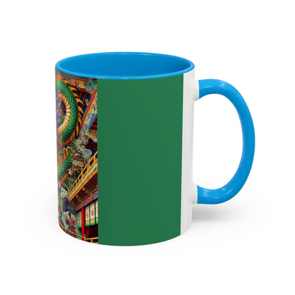 Tibetan Dragon Over Kabuki Duel Colorful Mugs (11oz, 15oz)