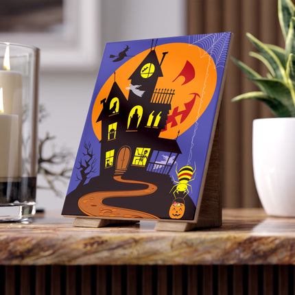 Halloween Night at the Haunted House Ceramic Tile
