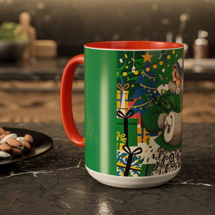 🍀🎄 The Emerald Holly Christmas Colorful Mug – Art Deco Holiday Elegance