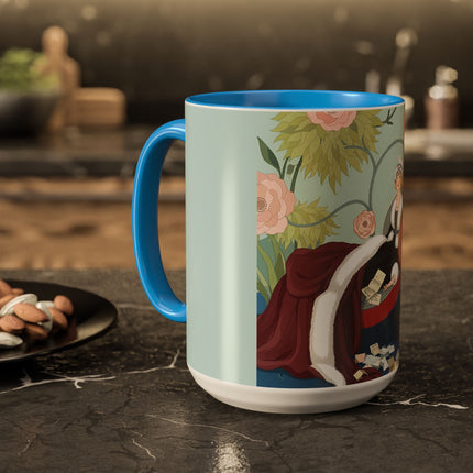 The Lady Of The Scarlet Chaise Colorful Mugs – Art Deco Romantic Elegance