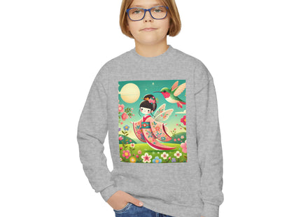 Geisha Fairy and the Hummingbird Blossom Youth Crewneck Sweatshirt