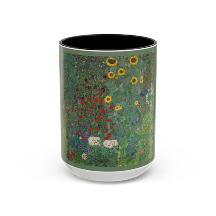 Farm Garden with Sunflowers by Gustav Klimt Colorful Mugs (11oz, 15oz)