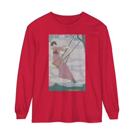 La balançoire by Georges Lepape Garment-dyed Long Sleeve T-Shirt