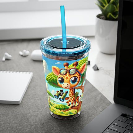 Giraffe Lookout Sunsplash Tumbler with Straw, 16oz