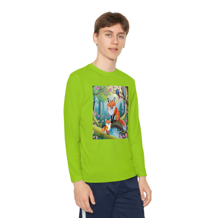 Mischievous Fox Youth Long Sleeve Competitor Tee – Woodland Fun & Storybook Adventure