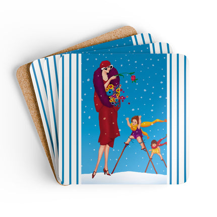Snowfall & Couture Corkwood Coaster Set