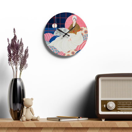🌙🪶 The Lady Of The Midnight Salon Acrylic Wall Clock – Art Deco Bohemian Elegance