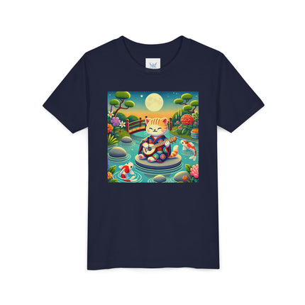 Melodic Kitten by the Koi Pond Youth Short Sleeve Tee
