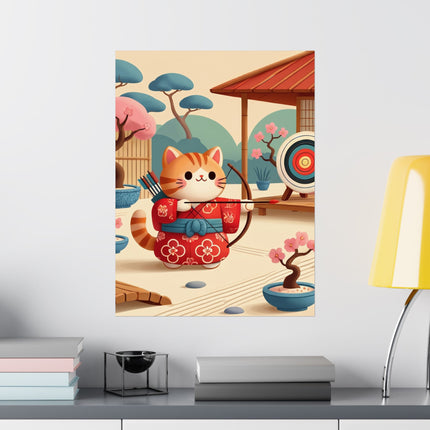 🏹🐱 Archer Kitten in the Zen Garden Matte Vertical Poster – Focus, Whimsy & Zen Balance