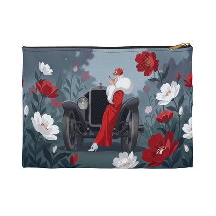 🚗🌺 The Lady Of The Grand Touring Car Accessory Pouch – Art Deco Motoring Elegance