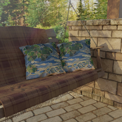 Lake with Pine Branch (Baltic Sea) by Oskar Moll Outdoor Pillows