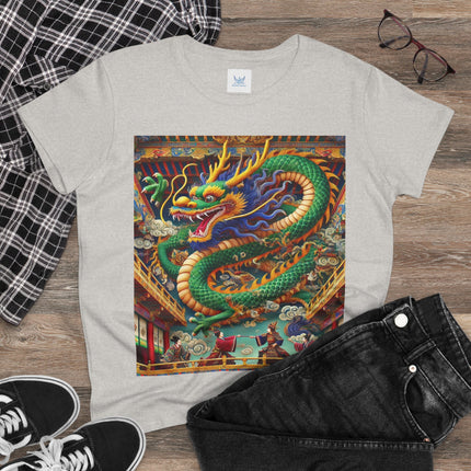Tibetan Dragon Over Kabuki Duel Cotton Tee