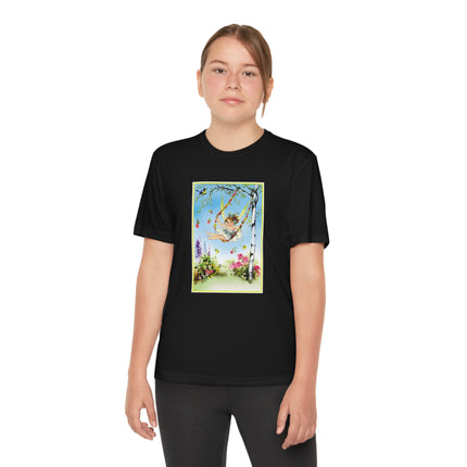 Spring Fairy's Floral Swing Youth Competitor Tee – Garden Magic & Whimsical Adventure