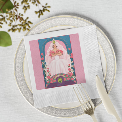 August & Peridot Zodiac White Coined Napkins