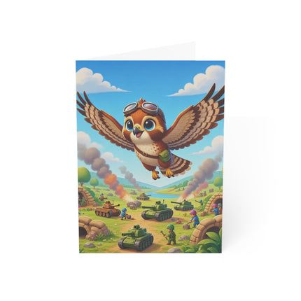 🦅✈️ The Little Sky Scout Greeting Card – Whimsical Animal Adventure