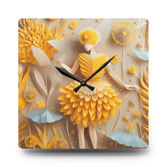 Dandelion Fairy Acrylic Wall Clock, Round and Square