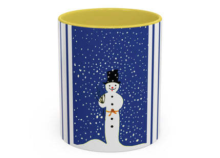 Snowman in Falling Snow Colorful Mugs (11oz, 15oz)