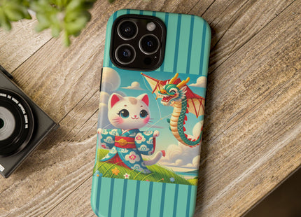 Geisha Kitten and the Dragon Kite Phone Cases