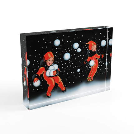 A Festive Snowball Acrylic Art Block