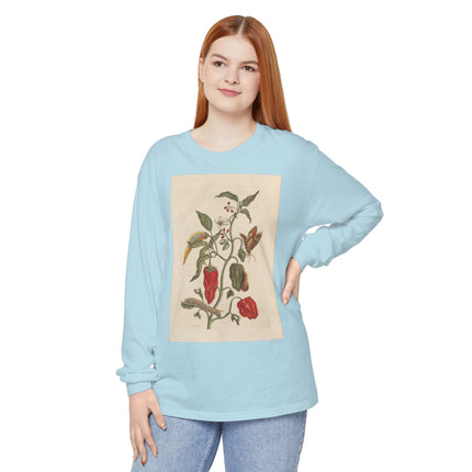 Botanical Pl.15 by Maria Sibylla Merian Garment-dyed Long Sleeve T-Shirt