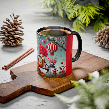 Reading in a Painted Garden Colorful Mugs (11oz, 15oz)