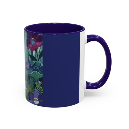 The Lady Of The Moonlit Fountain Colorful Mugs – Art Deco Botanical Serenity