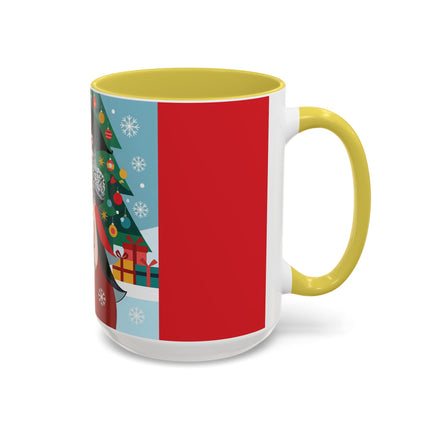 ❤️ The Lady Of The Crimson Scarf Colorful Mug – Art Deco Christmas Elegance